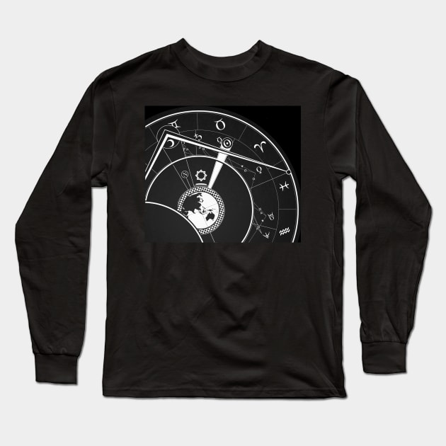 Black and White Astrological Circle Long Sleeve T-Shirt by MOULE